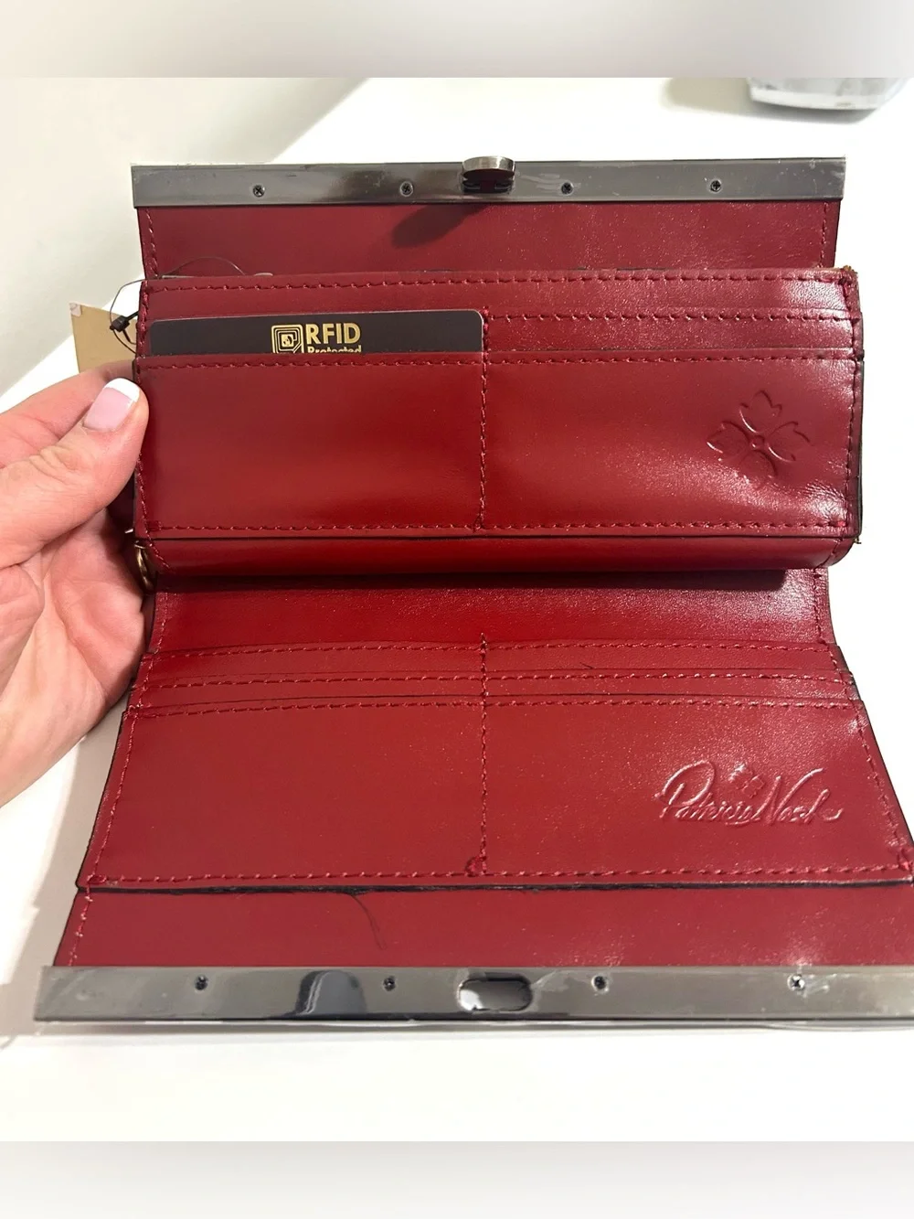 NWT Authentic PATRICIA NASH Cauchy Tooled Leather Wallet, Red Lava Floral - Picture 6 of 11